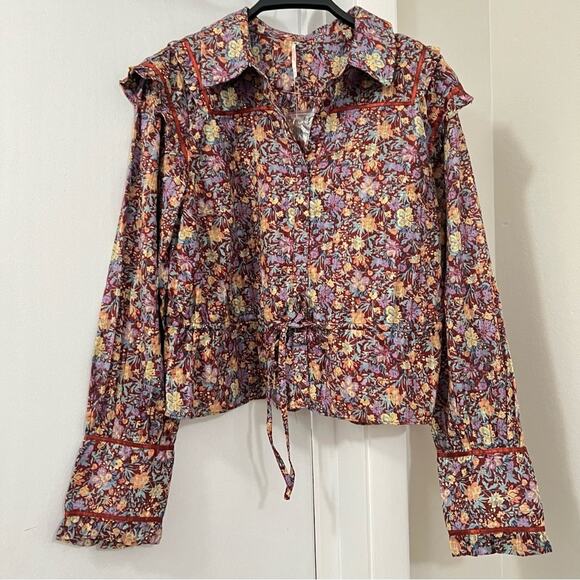 Free People Daybreak Printed Blouse Size Small - Picture 4 of 9